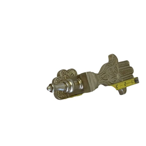 Antique Brass Hamsa Door Knocker With Intricate Design Handcrafted Metal 8" - Picture 4 of 4